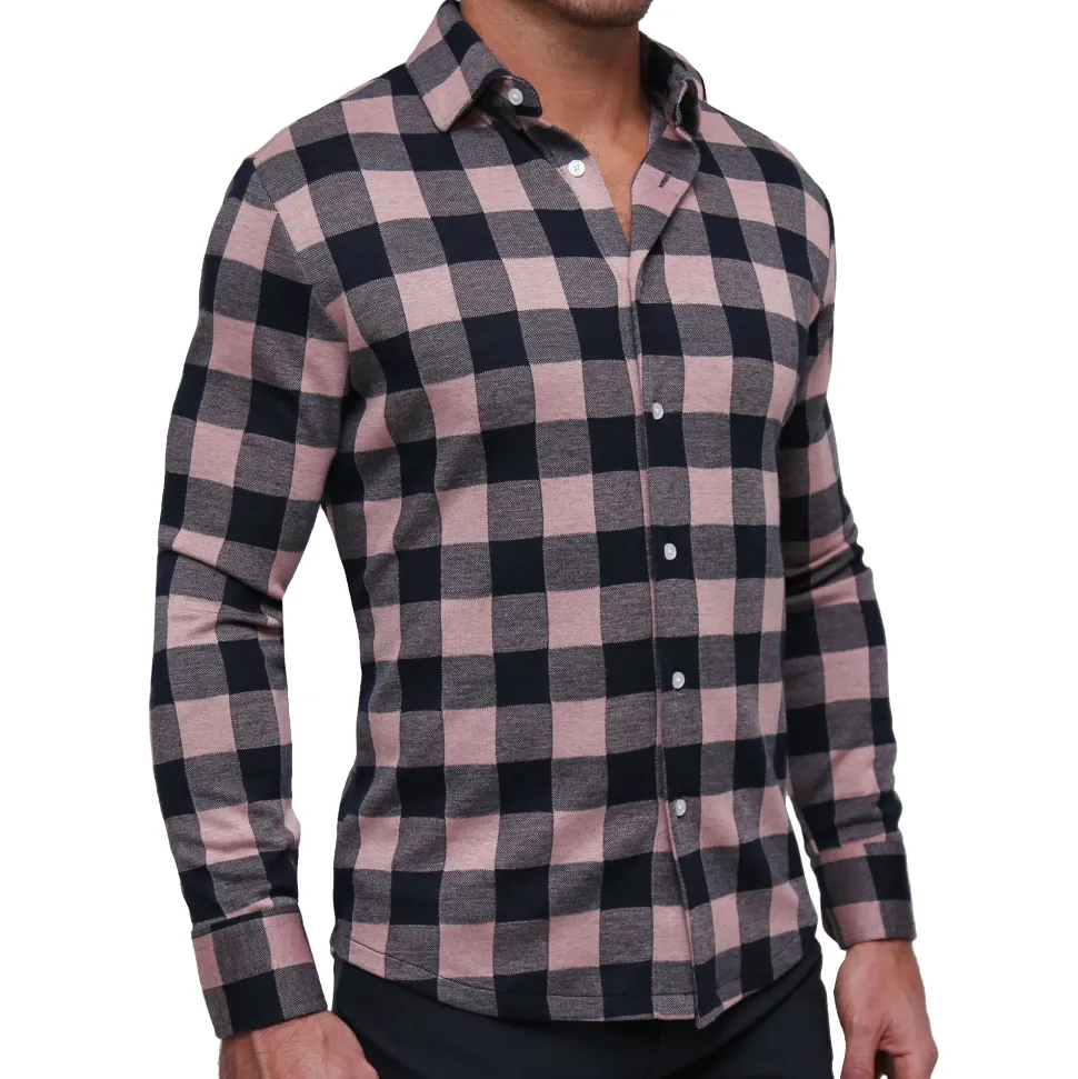 State and Liberty "The Pearson" Pink and Navy Check Casual Button Down