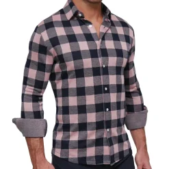 State and Liberty "The Pearson" Pink and Navy Check Casual Button Down