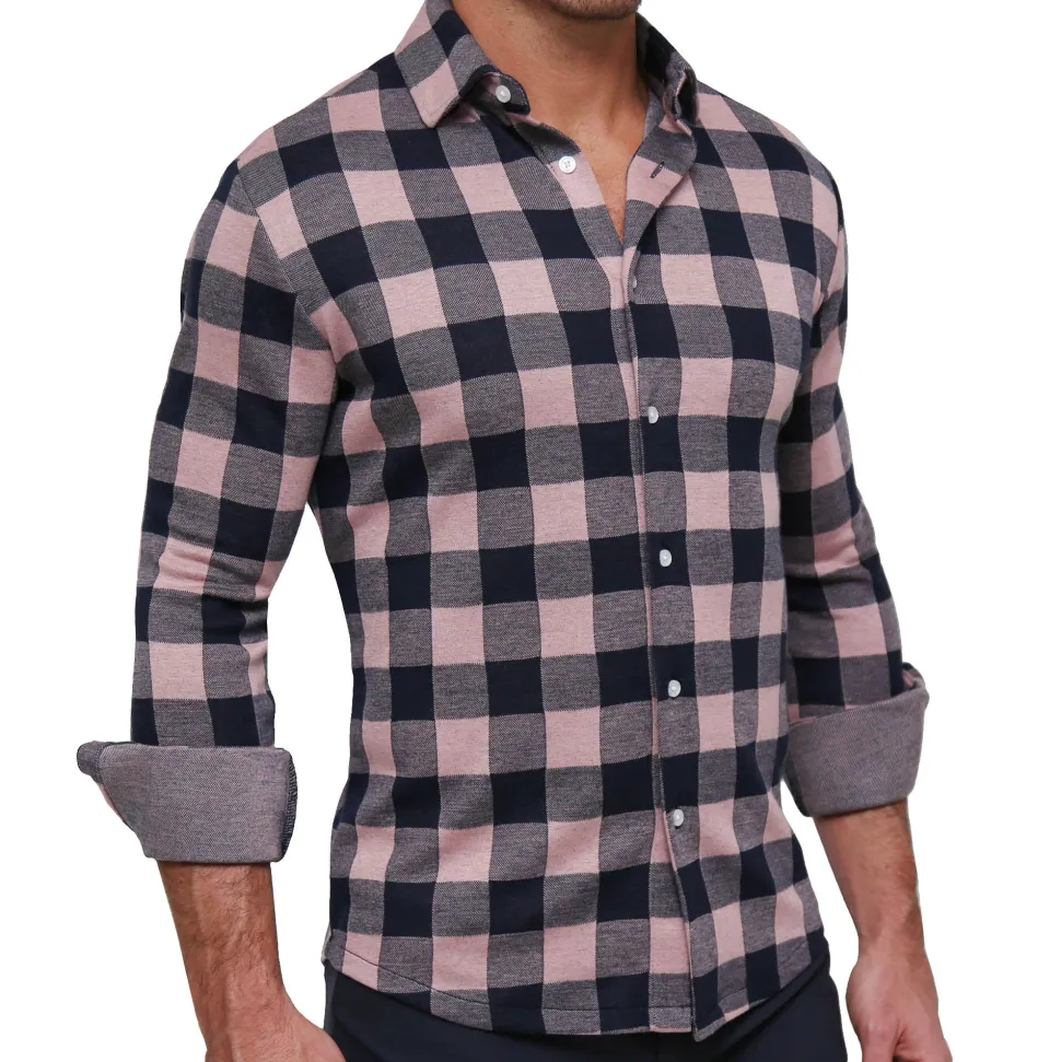 State and Liberty "The Pearson" Pink and Navy Check Casual Button Down