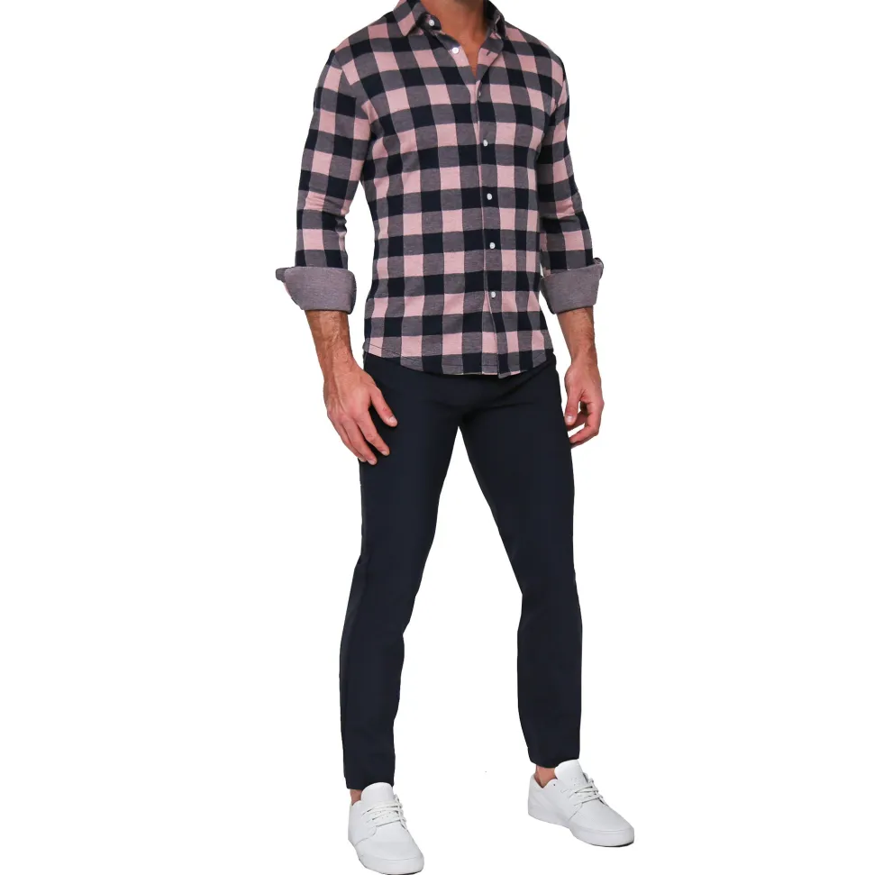 State and Liberty "The Pearson" Pink and Navy Check Casual Button Down