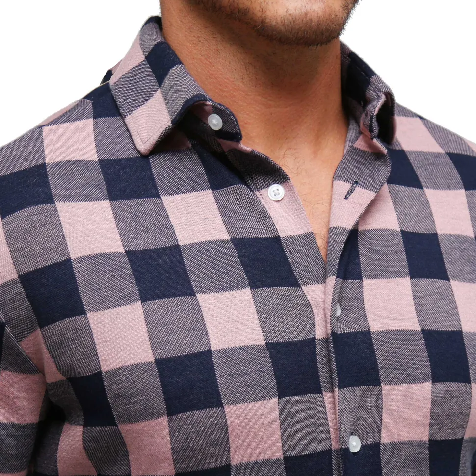 State and Liberty "The Pearson" Pink and Navy Check Casual Button Down