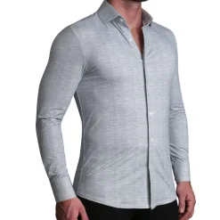 State and Liberty "The Rolo" Sport Shirt - Light Grey Printed Linen