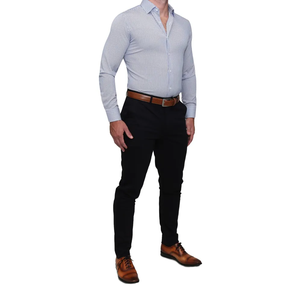 State and Liberty "The Tucker" Mid-Blue Bengal Stripe