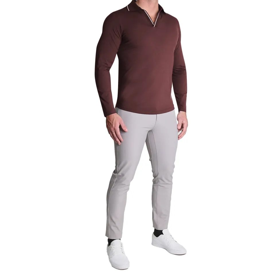 State and Liberty Tipped Long Sleeve Polo -