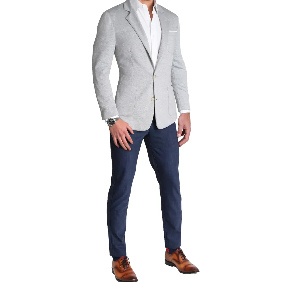 State and Liberty Unstructured Knit Blazer - Heathered Light Grey