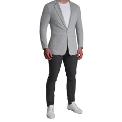 State and Liberty Unstructured Knit Blazer - Heathered Light Grey