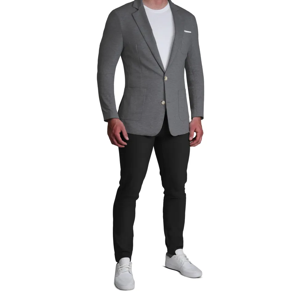 State and Liberty Unstructured Knit Blazer - Heathered Charcoal