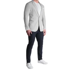 State and Liberty Unstructured Linen Blazer - Light Grey