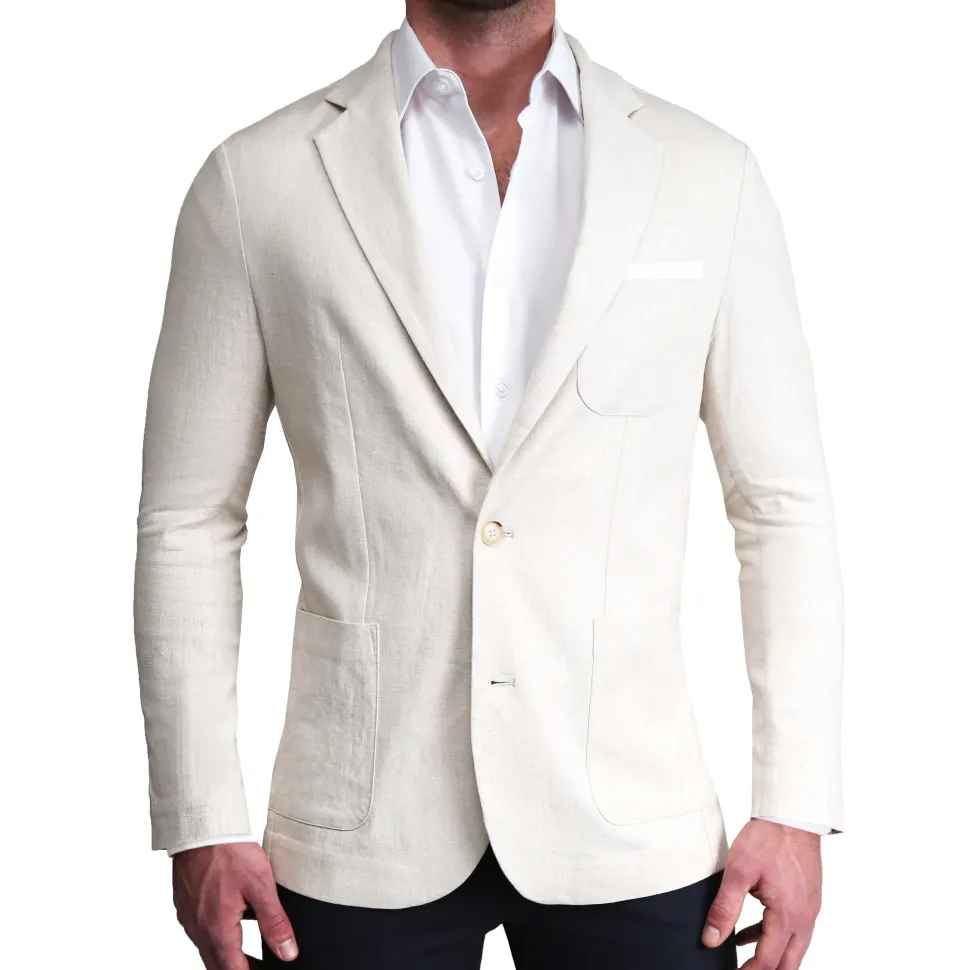 State and Liberty Unstructured Linen Blazer - Cream