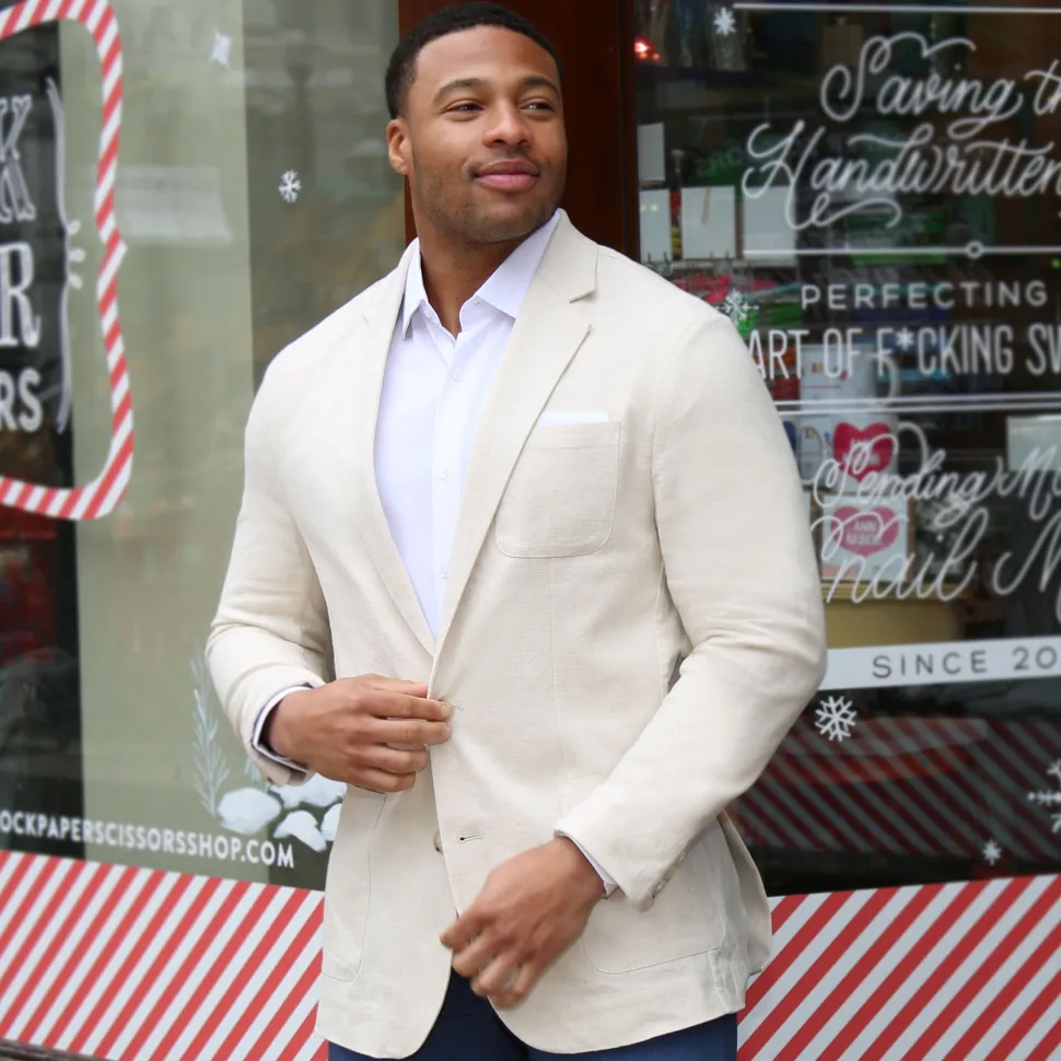 State and Liberty Unstructured Linen Blazer - Cream