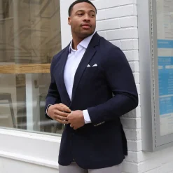 State and Liberty Unstructured Linen Blazer - Navy