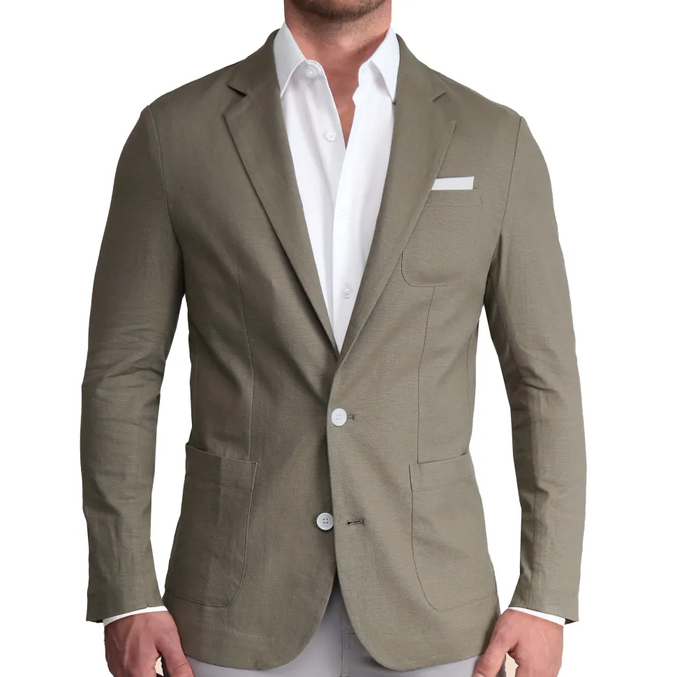 State and Liberty Unstructured Linen Blazer - Dark Olive
