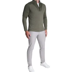 State and Liberty Waffle Knit Quarter Zip - Solid Olive