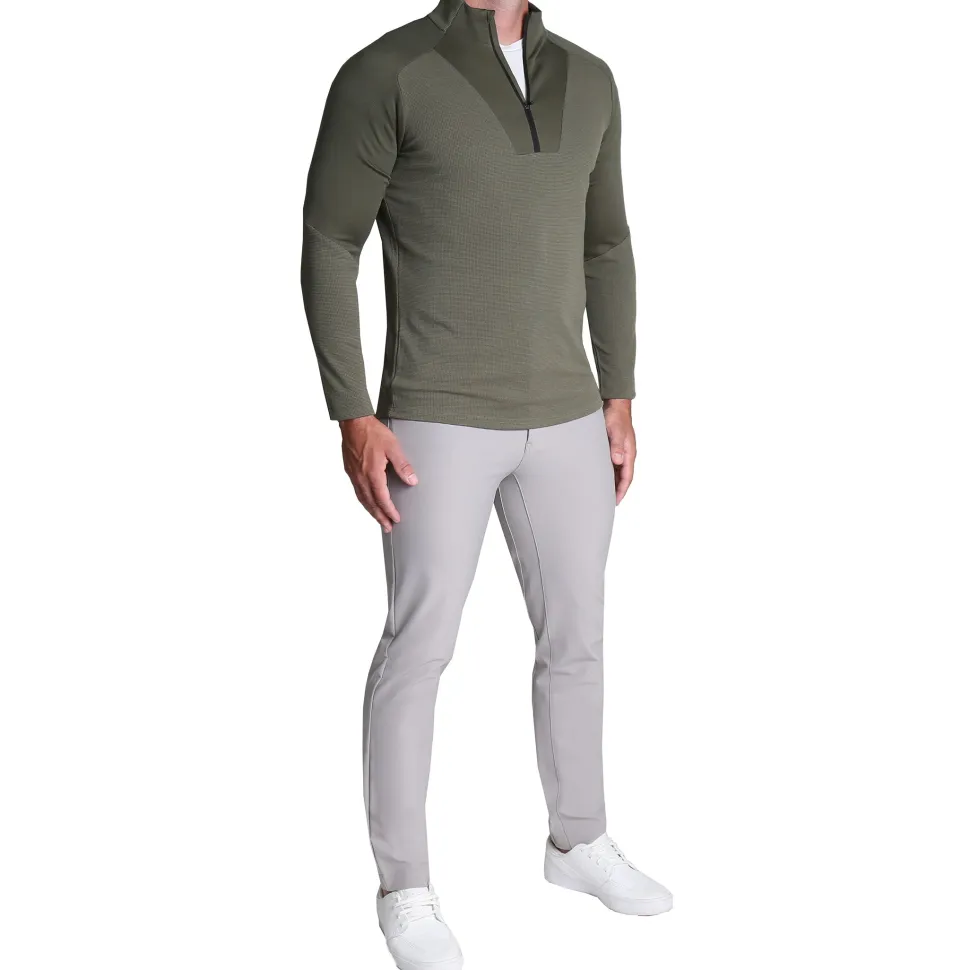 State and Liberty Waffle Knit Quarter Zip - Solid Olive