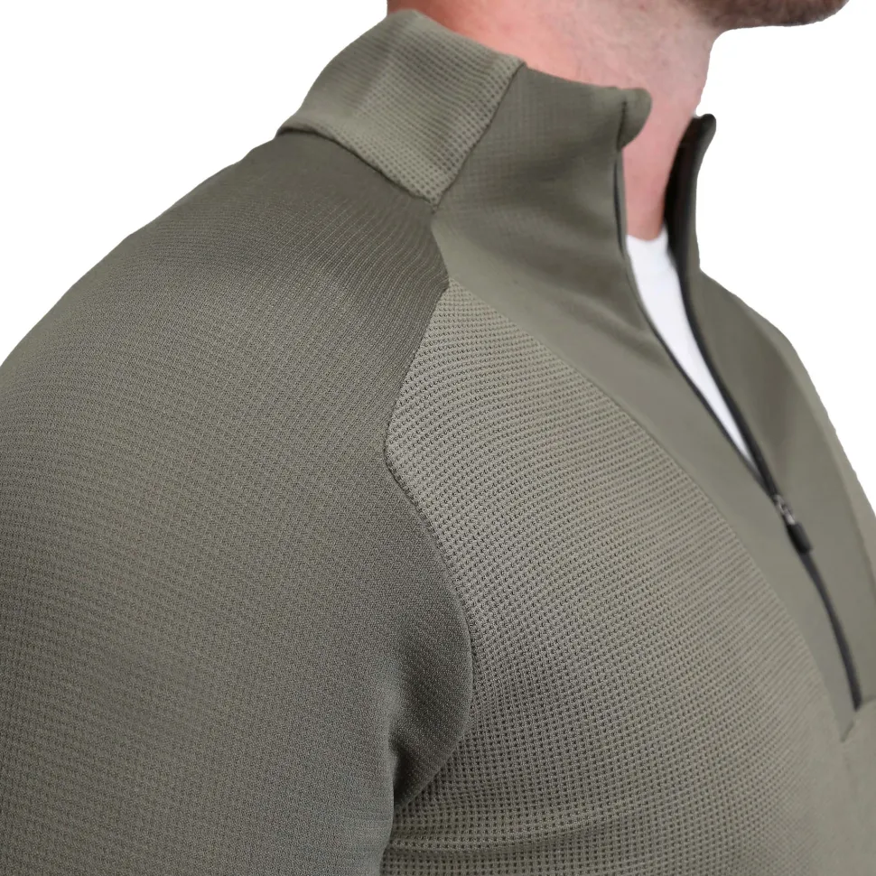 State and Liberty Waffle Knit Quarter Zip - Solid Olive