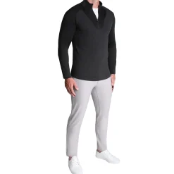 State and Liberty Waffle Knit Quarter Zip - Solid Black